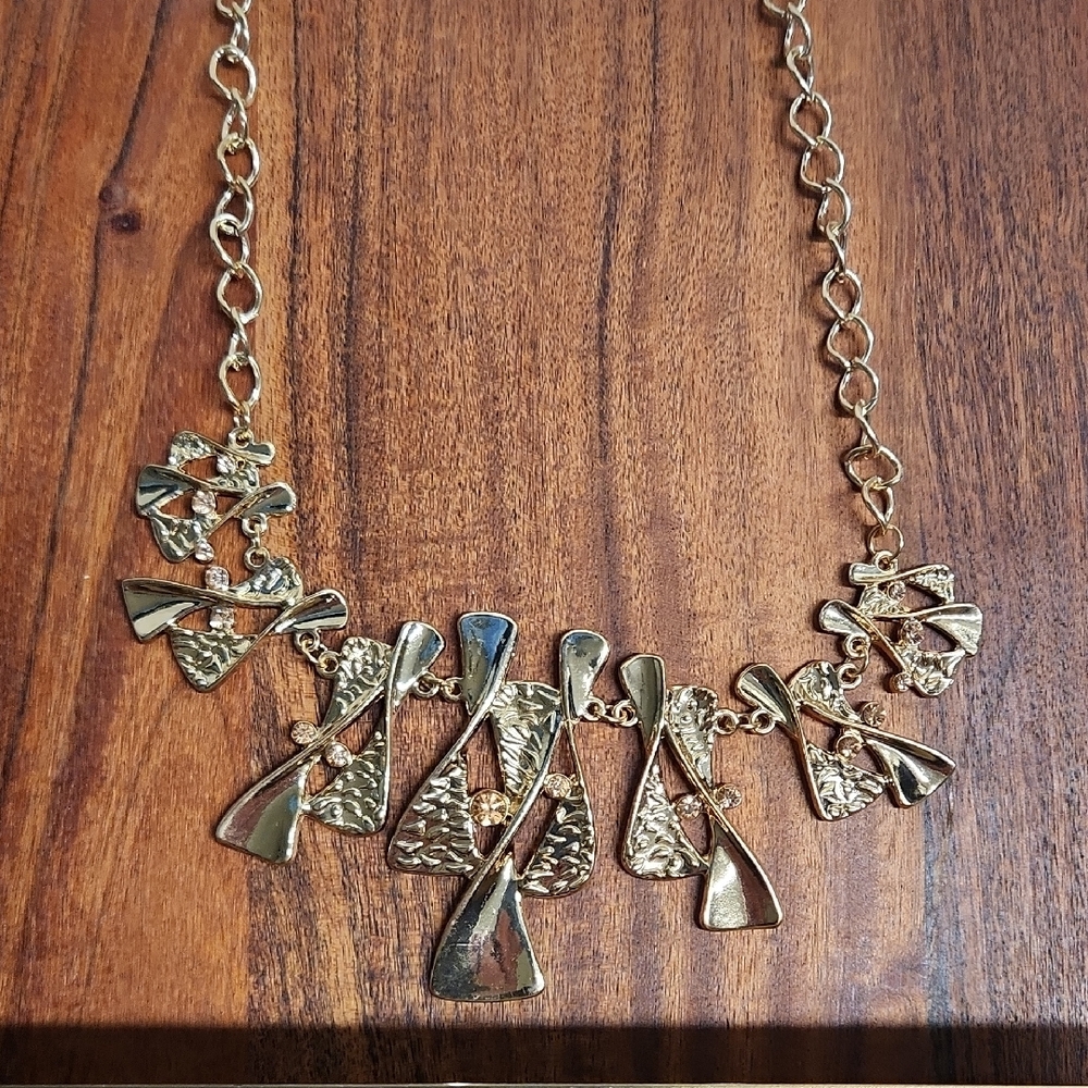 Goldtone Necklace Statement And Earrings